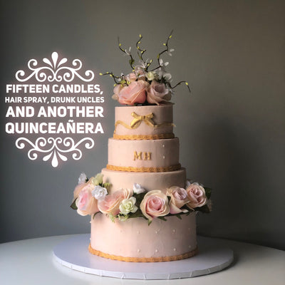 Custom Quinceañera cake with elegant tiered design, handcrafted in Orlando by BakeStation