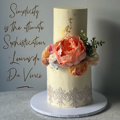 custom wedding cake with flowers